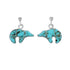 Turquoise Inlay Sterling Silver Bear Post Dangle Earrings AX129994